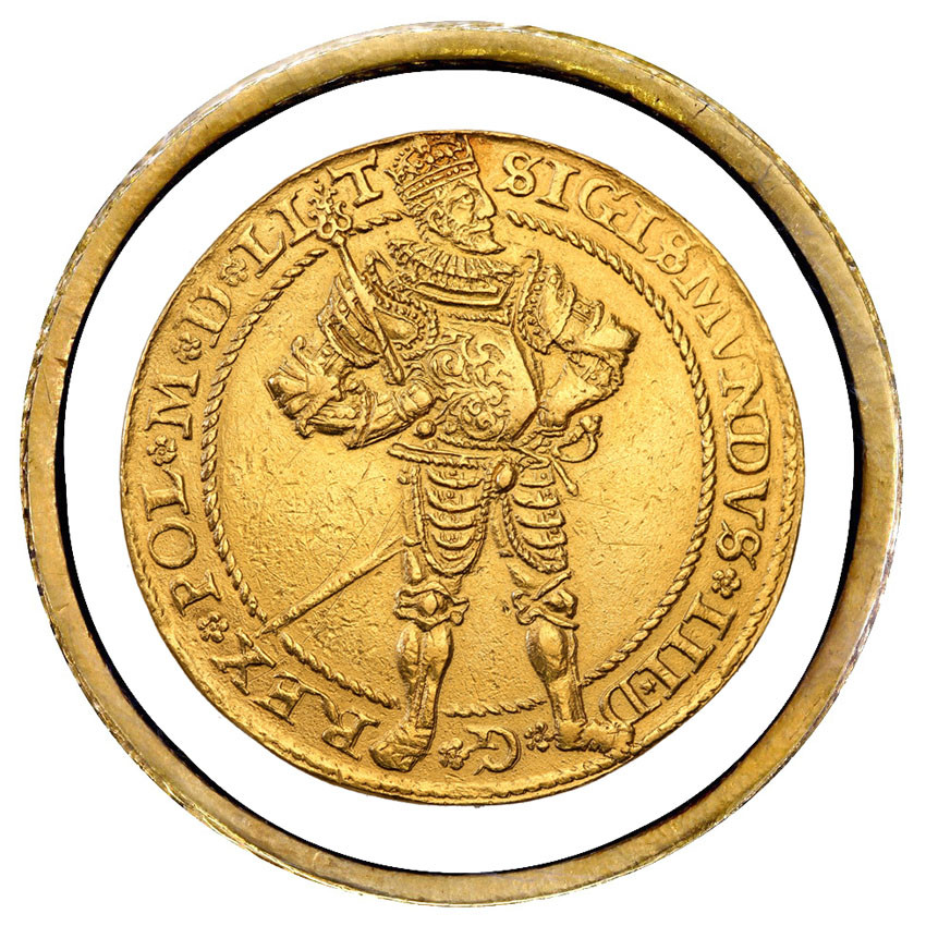 Zygmunt III Waza. Portugał 10 dukatów 1592, Ryga - UNIKAT